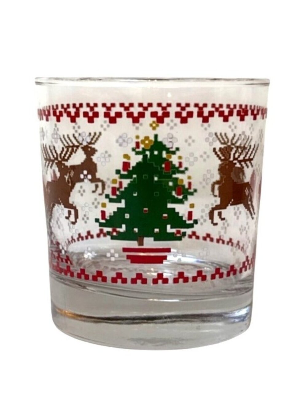 Vintage 80's CHD Christmas Glasses Set of 2 Reindeer Tree Holiday Tumblers Retro - Picture 2 of 4